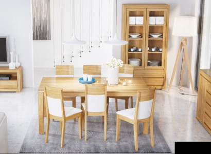 Dining table Wood Chairs 6x Armchair Group Dining room Chair Set Table new Suite